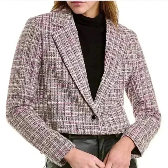 NWT BAGATELLE PLAID TWEED POLYESTER/WOOL LINED BLAZER SIZE MEDIUM - Picture 1 of 12